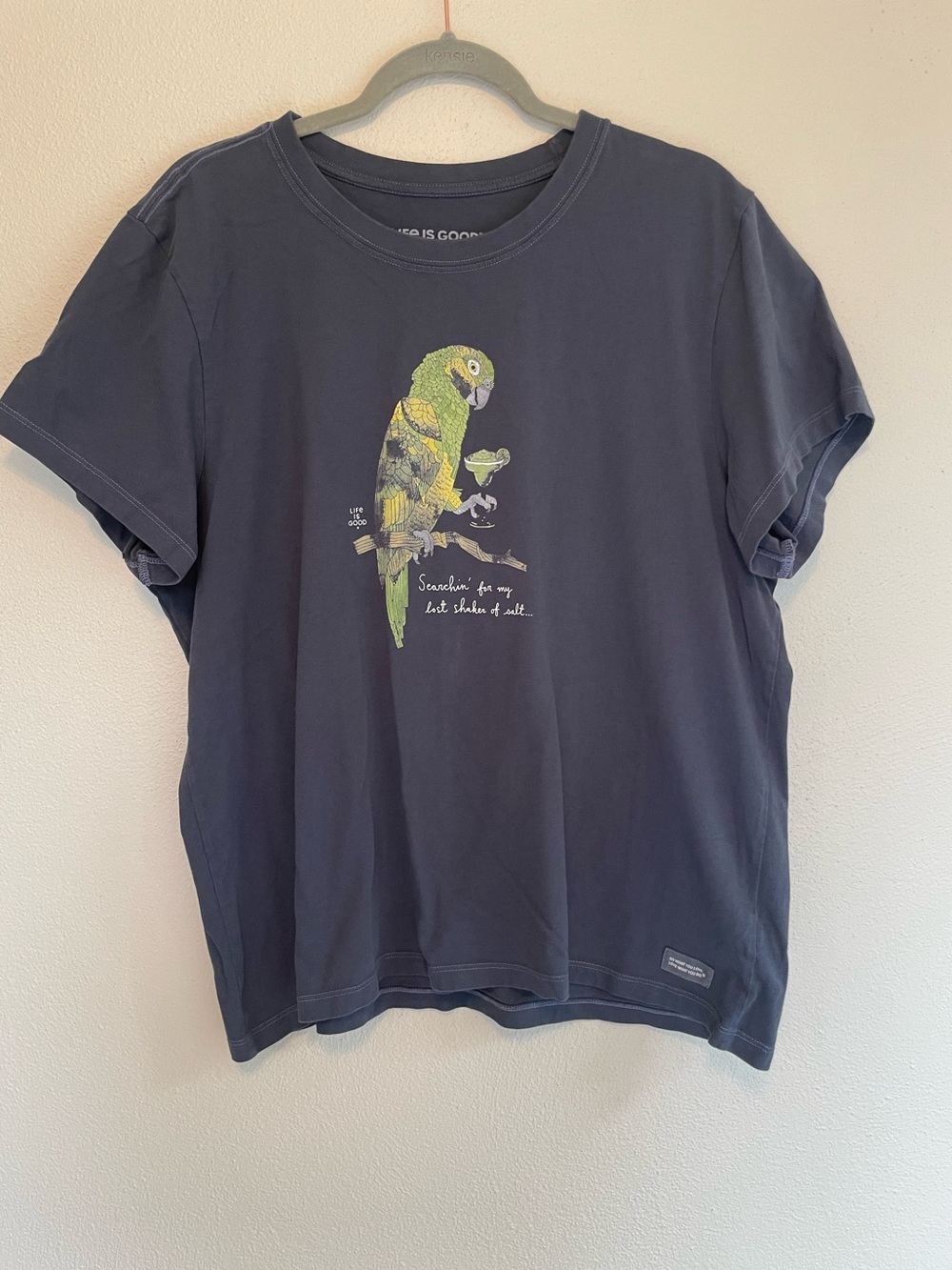 Life is Good Navy Parrot Graphic Cotton Tee Margarita XXL